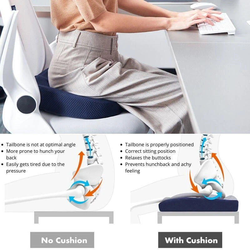 SnugPad Premium Memory Foam Seat Cushion, for Sciatica Tailbone Back Pain  Relief, Posture Correction. Orthopedic Sitting Pillows for Office Chair